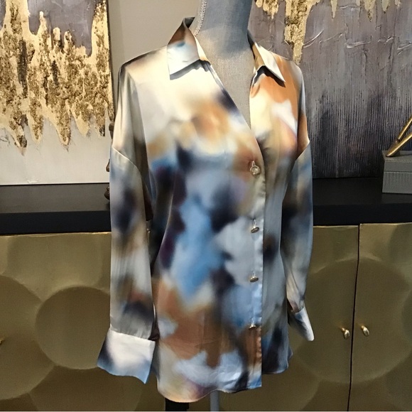 ZARA Multi Color Satin Blouse - Picture 3 of 9